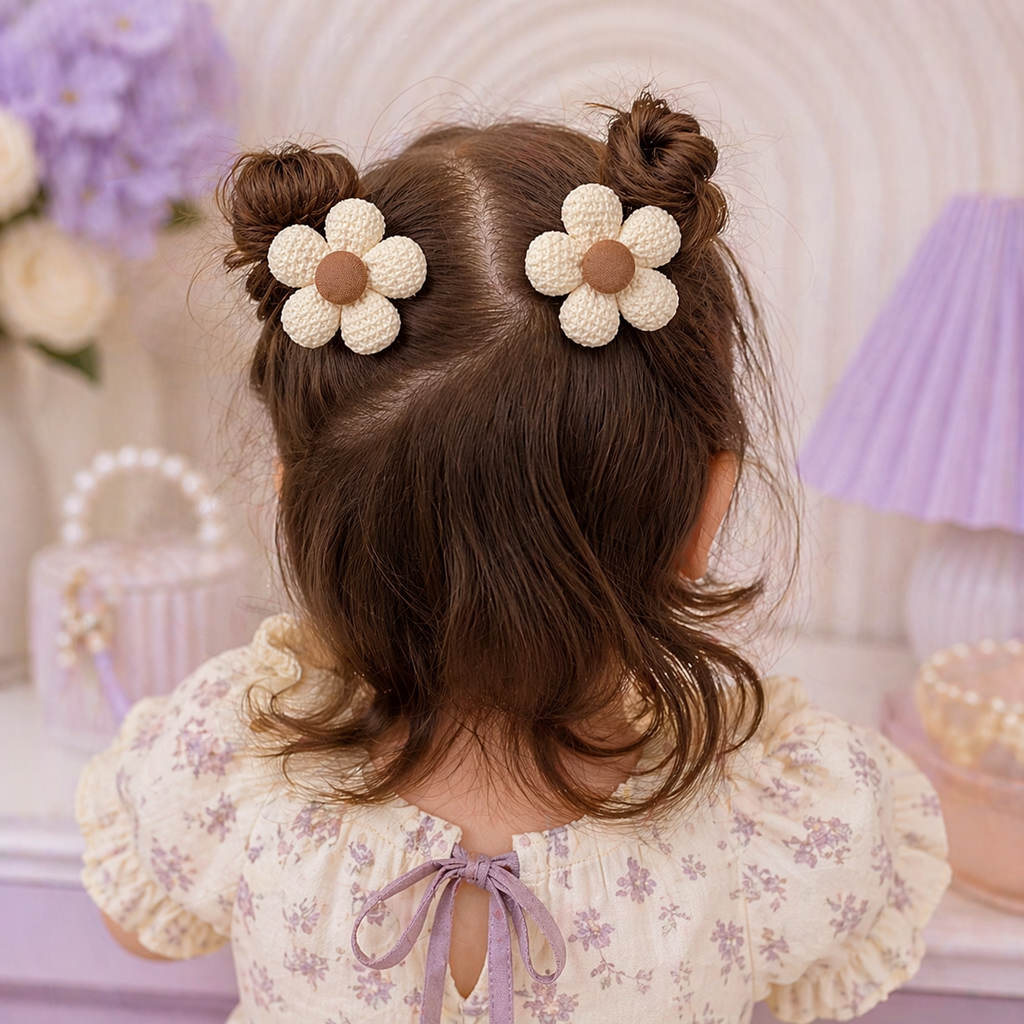 Korean Style Bow & Flower Hair Ties - 10pc Kids Set