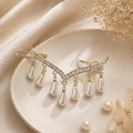 Gold Crystal & Pearl Drop Hair Clip