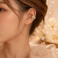 Gold Crystal & Pearl Multi-Row Ear Cuff (No Piercing)