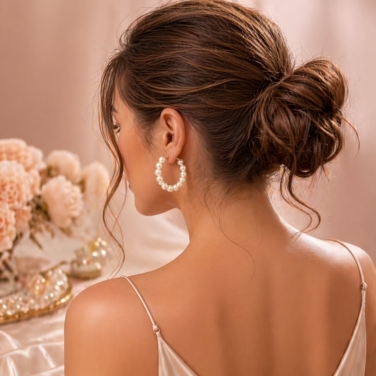 Gold & Pearl Hoop Earrings Set - 10 Pairs