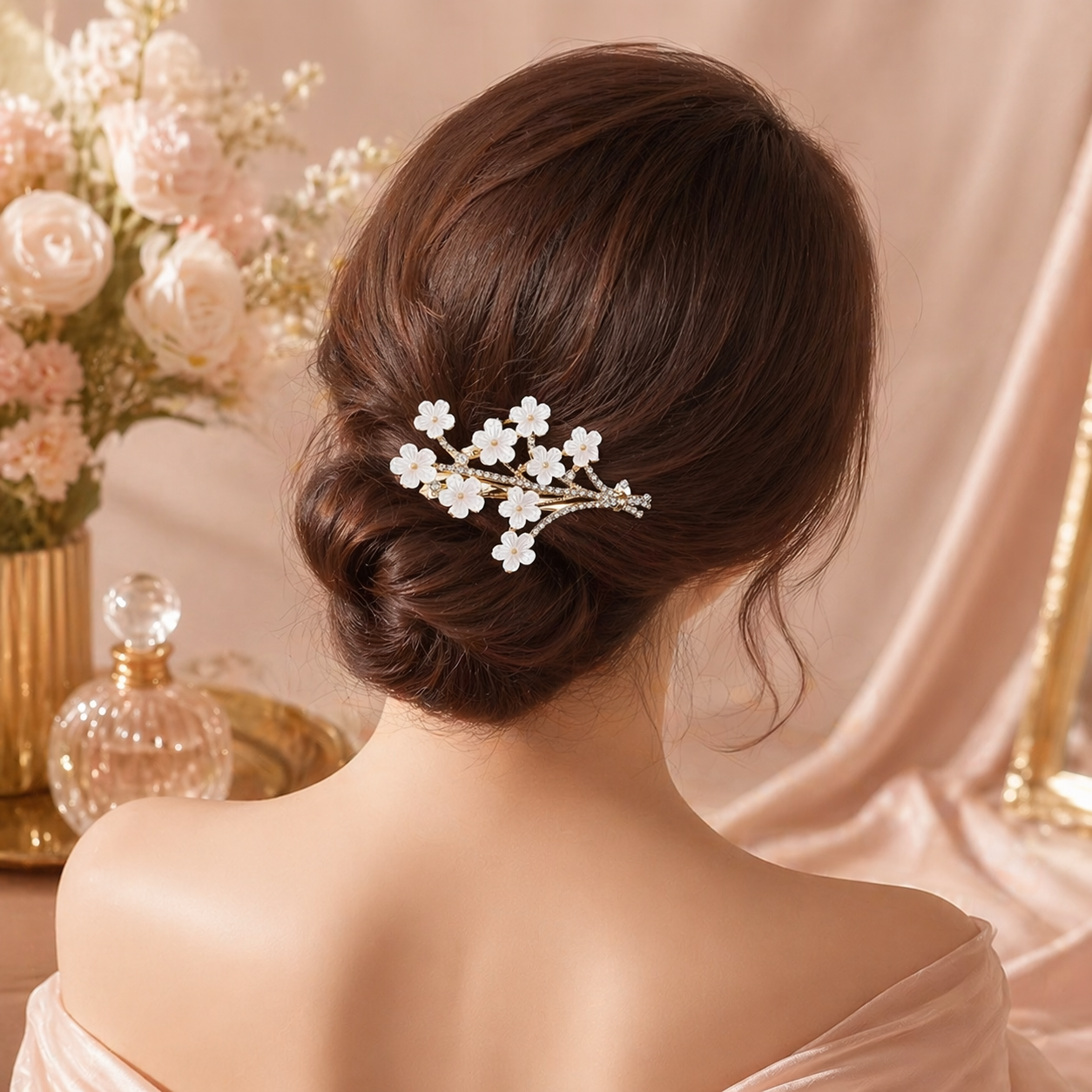 Crystal Cherry Blossom Branch Hair Clips - 2pc Set