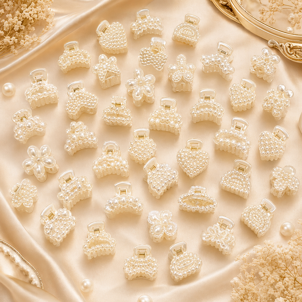 Mini Pearl Claw Clips - 10pc Assorted Set