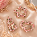 Pink Rose Floral Hair Clips - 3pc Set | Heart, Star & Teardrop