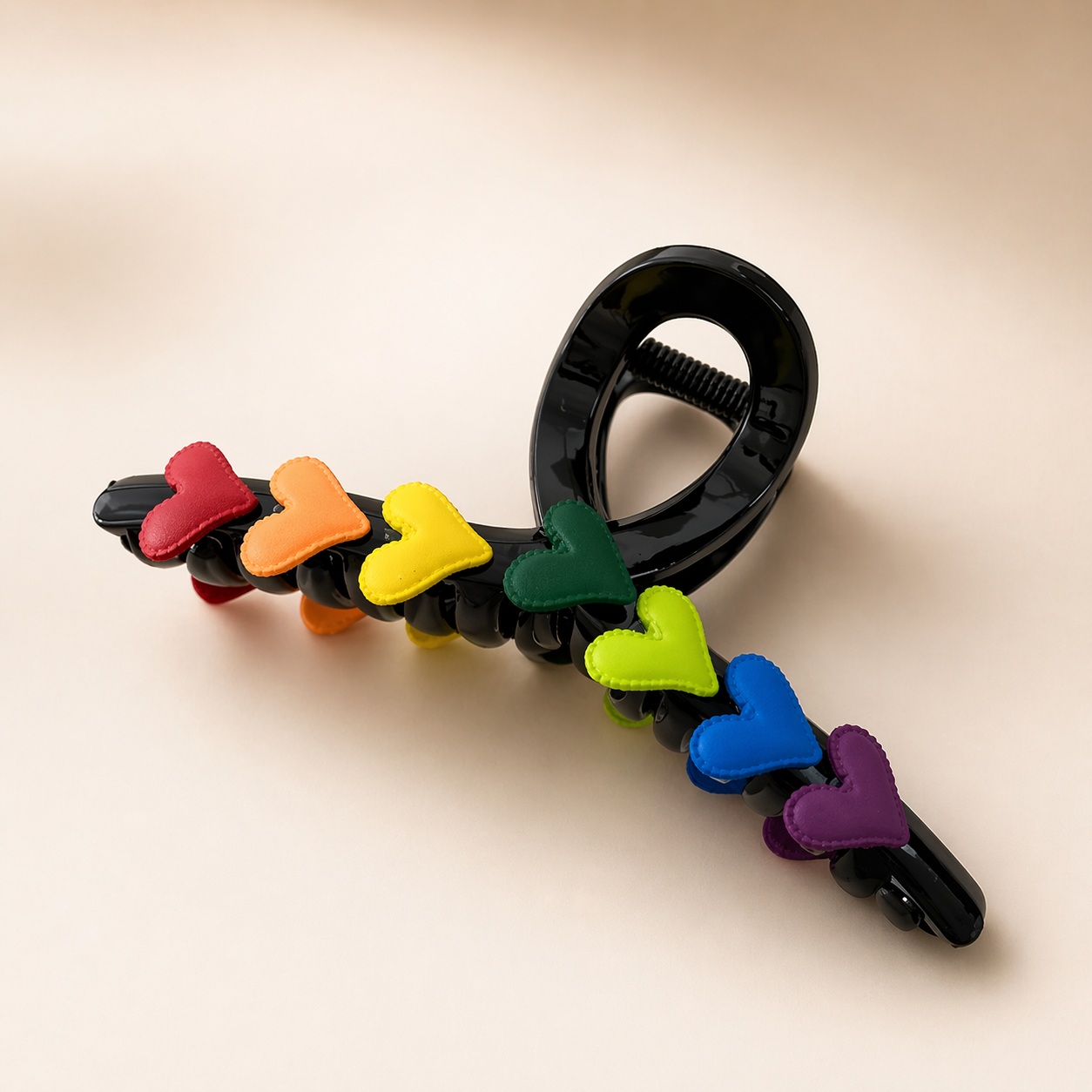 Hair Clip - Rainbow Hearts