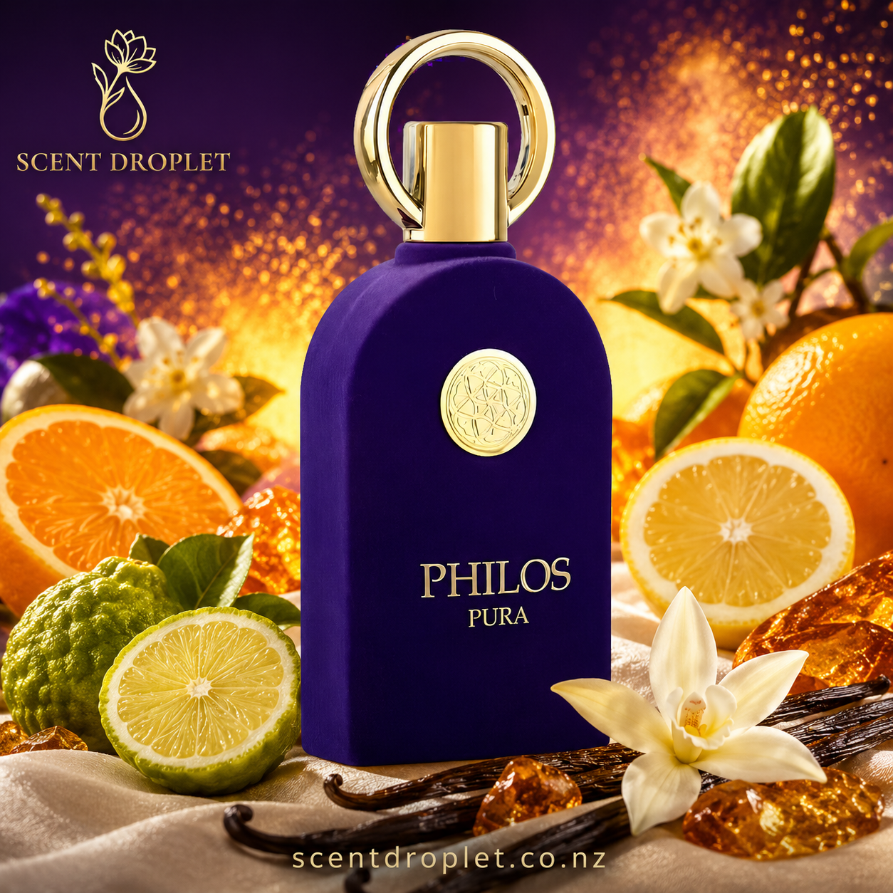 Philos Pura by Maison Alhambra EDP – purple bottle with citrus and vanilla