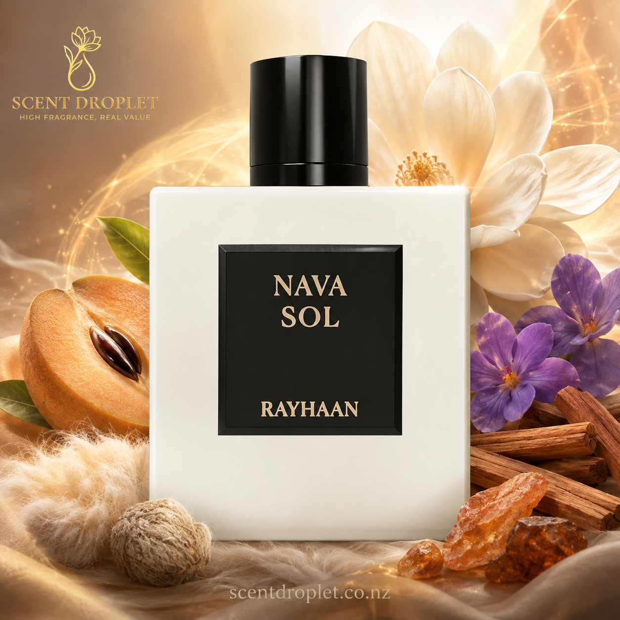 Nava Sol by Rayhaan EDP Decant - fragrance notes infographic