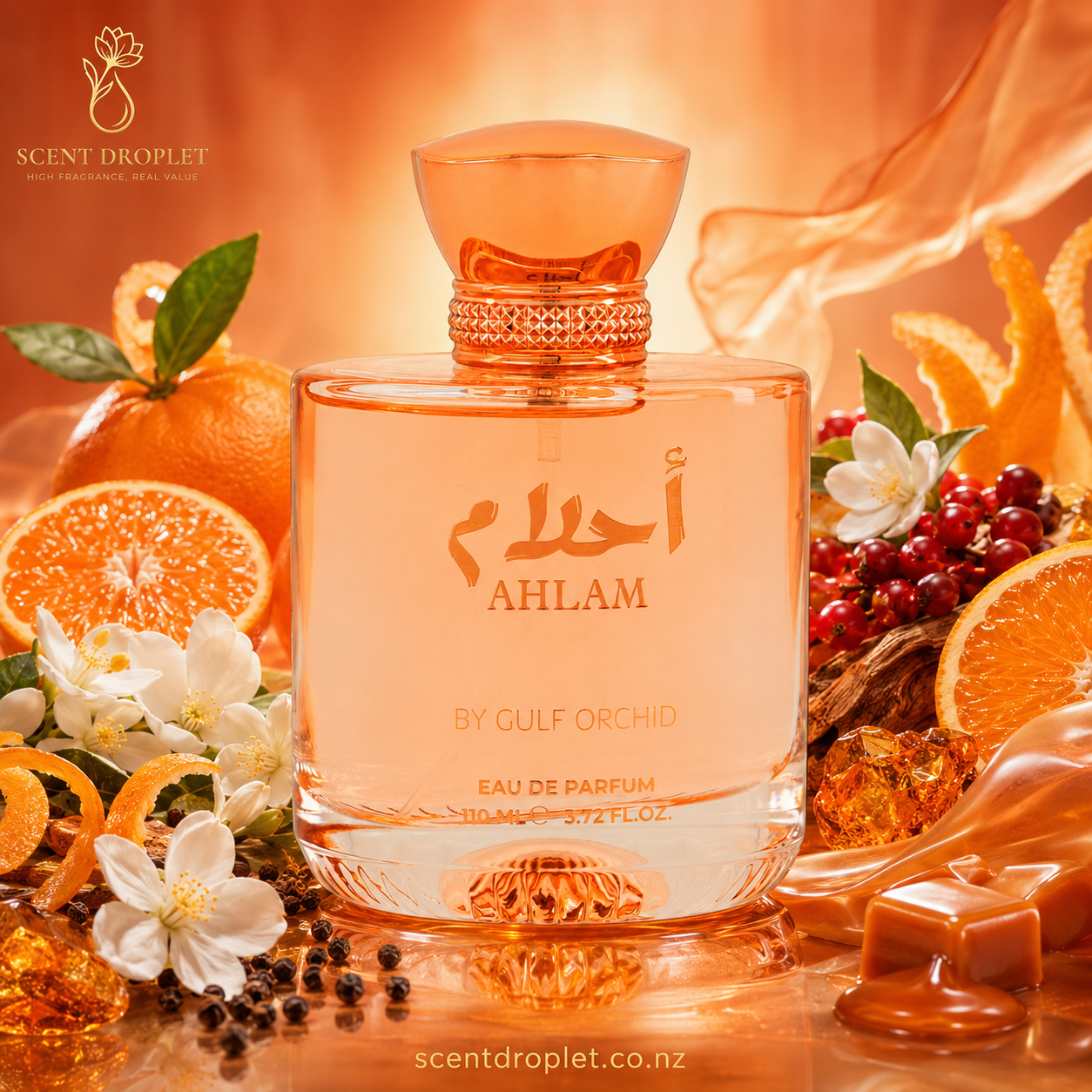 Ahlam by Gulf Orchid Eau de Parfum with notes card
