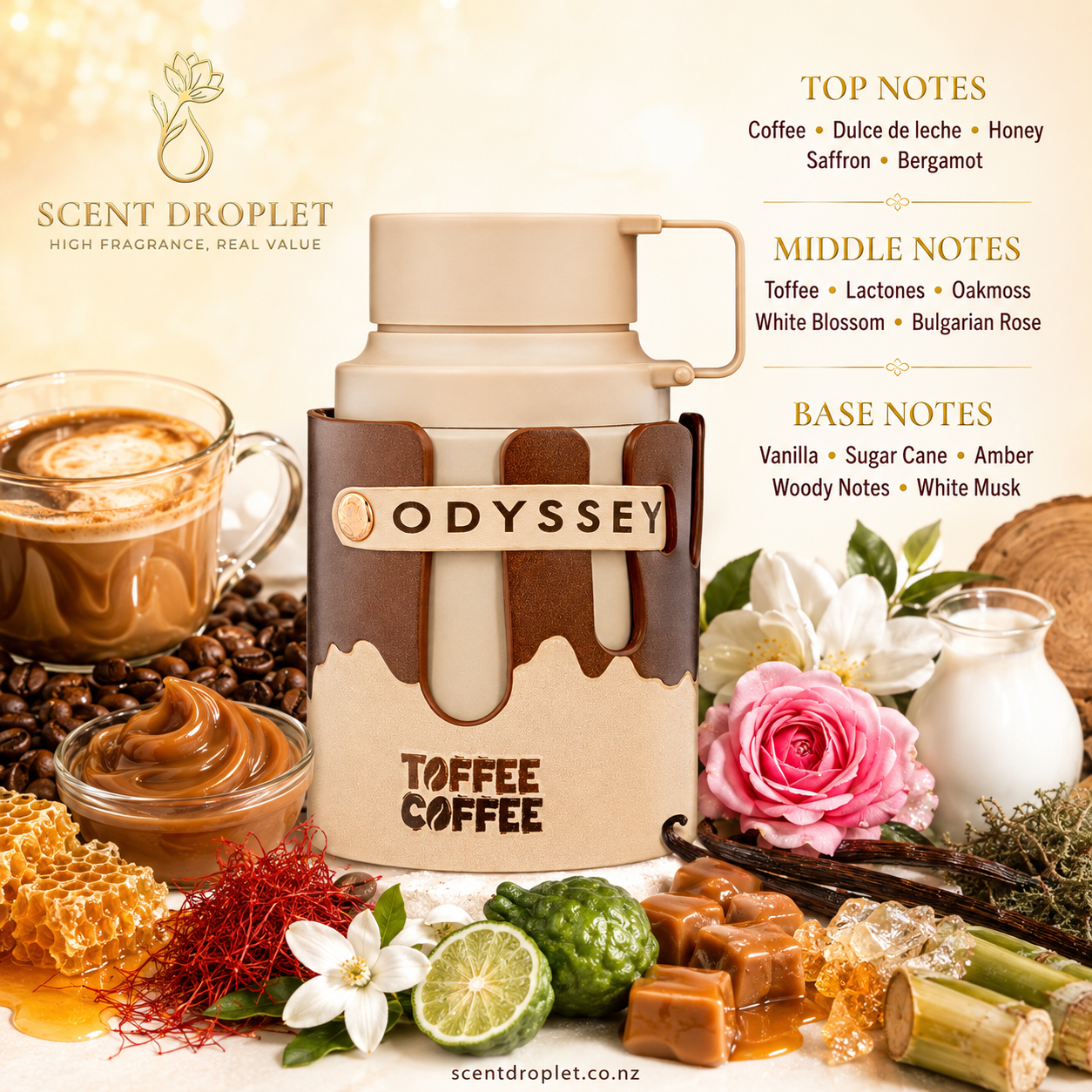 Odyssey Toffee Coffee by Armaf Eau de Parfum decant bottle with notes