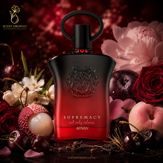 Supremacy Tapis Rouge by Afnan Extrait bottle lifestyle shot