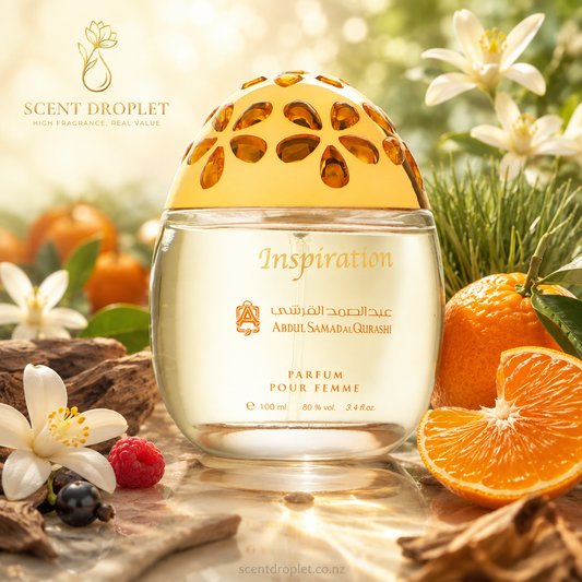 Inspiration Parfum Pour Femme by Abdul Samad Al Qurashi bottle with mandarin and orange blossom