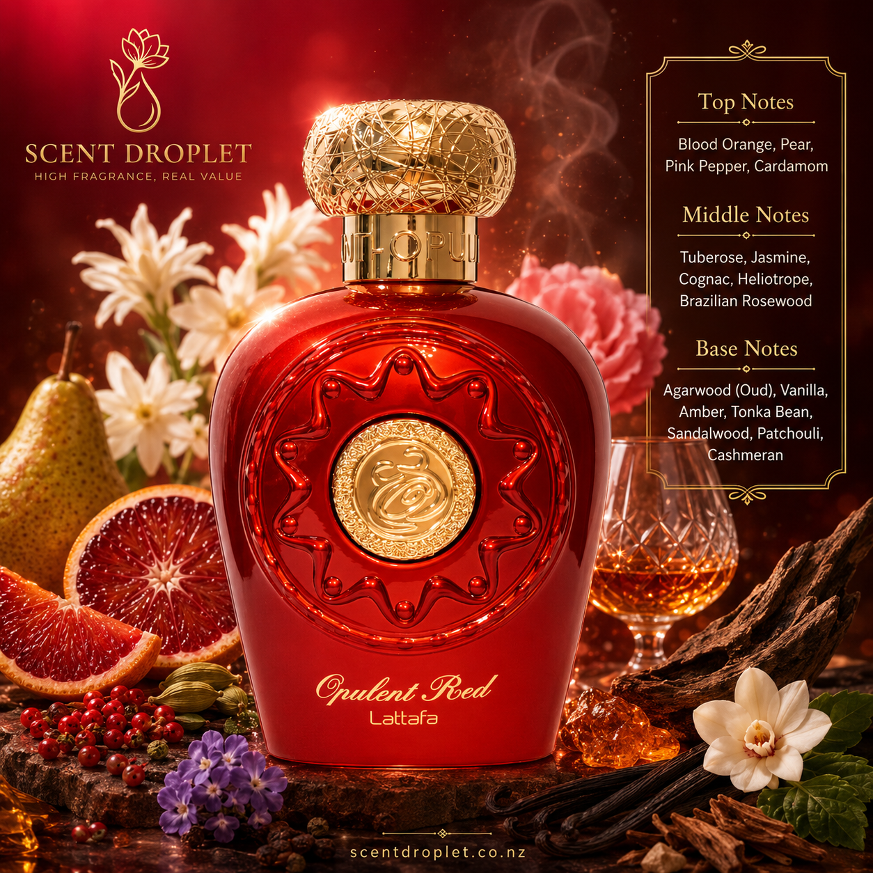 Opulent Red by Lattafa Eau de Parfum fragrance notes