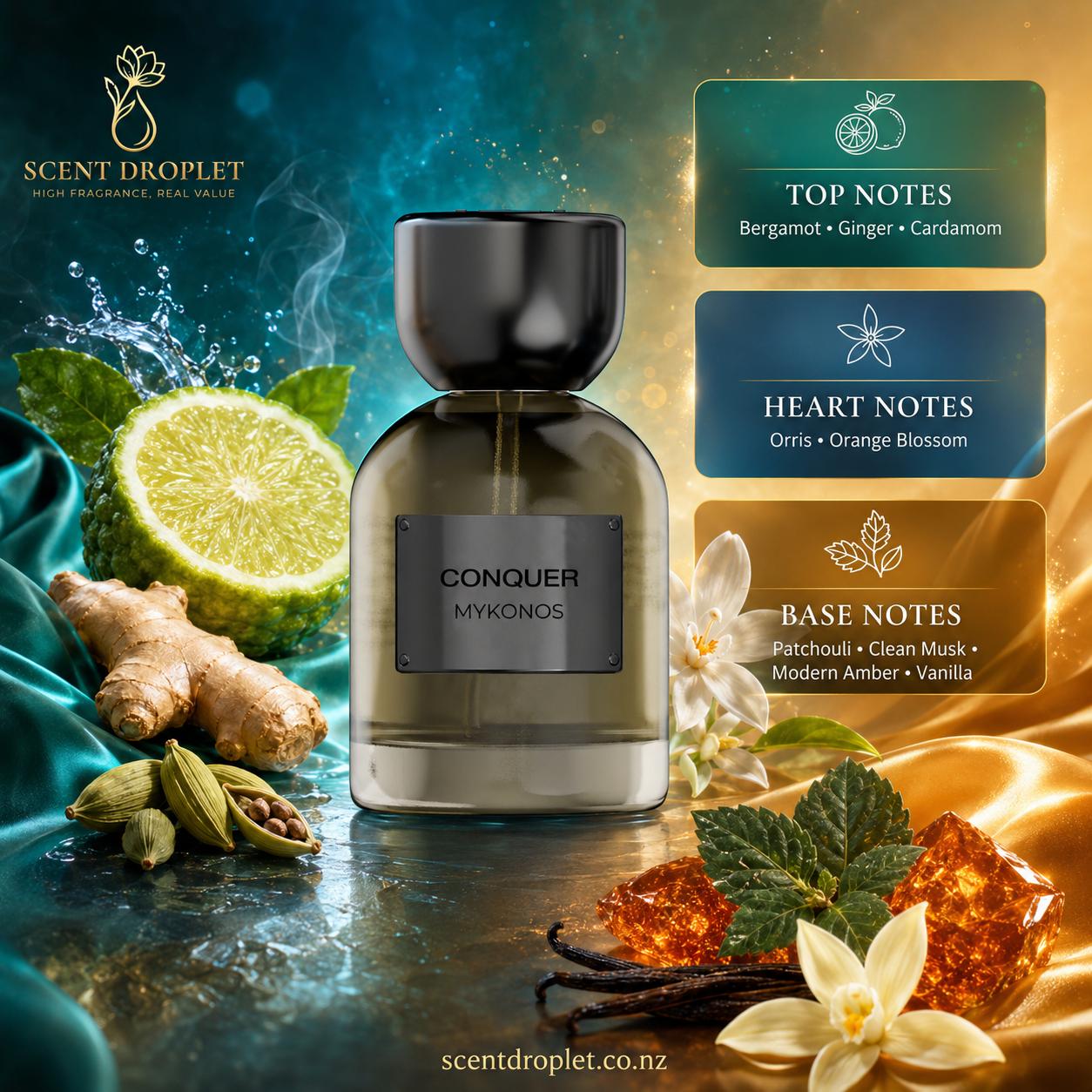 Conquer by Mykonos Extrait - bottle lifestyle