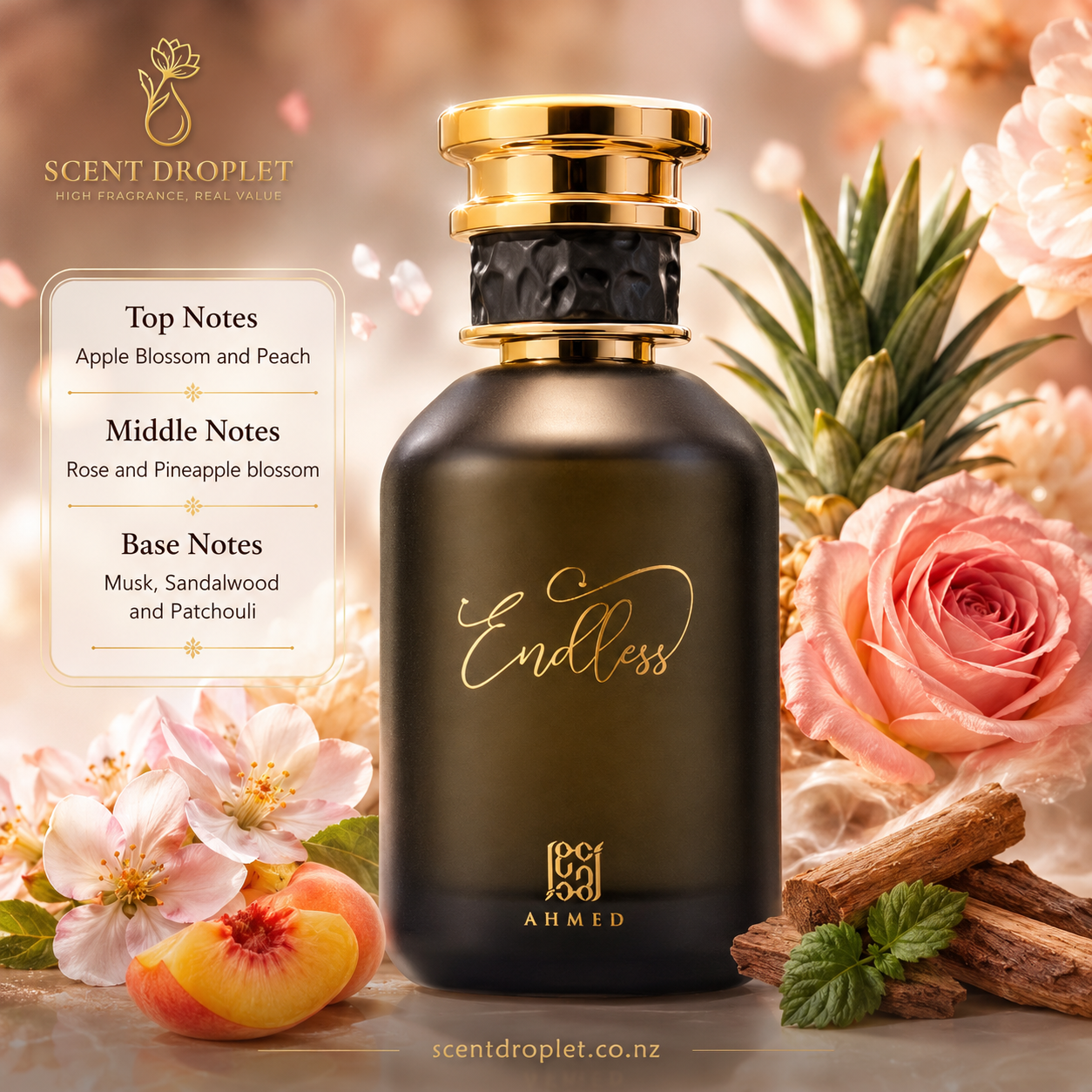 Endless by Ahmed Al Maghribi EDP fragrance notes infographic