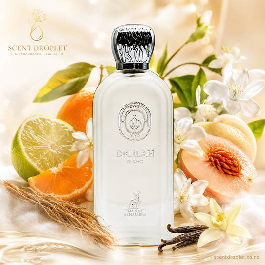 Maison Alhambra Delilah Blanc Eau de Parfum bottle with citrus and floral ingredients