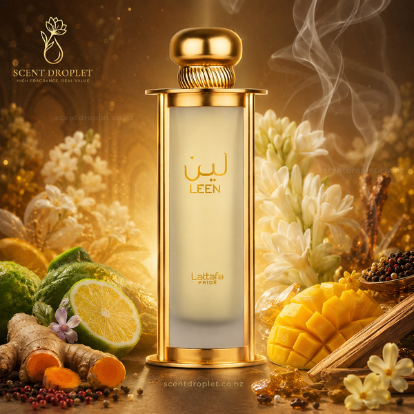 Leen by Lattafa Pride Eau de Parfum bottle with ingredients