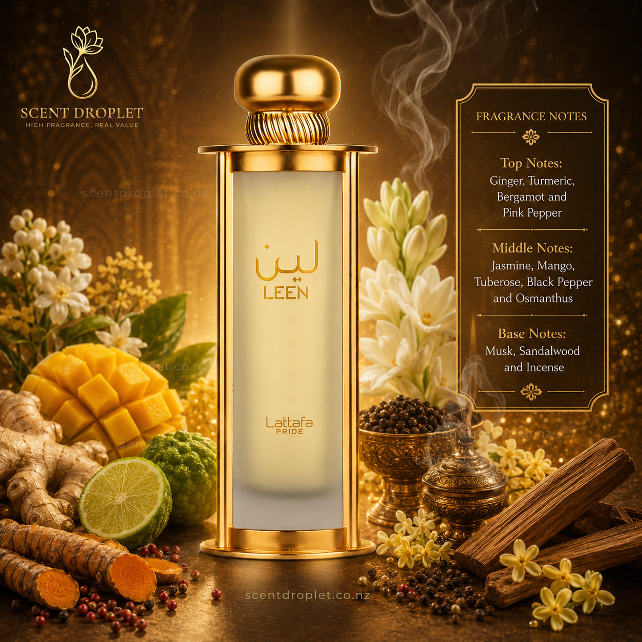 Leen by Lattafa Pride Eau de Parfum bottle with fragrance notes
