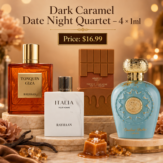 Dark Caramel Date Night Quartet – 4 × 1ml Perfume Decant Set