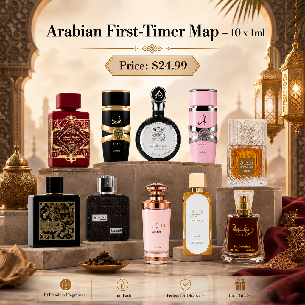 Arabian First-Timer Map – 10 x 1ml Perfume Decant