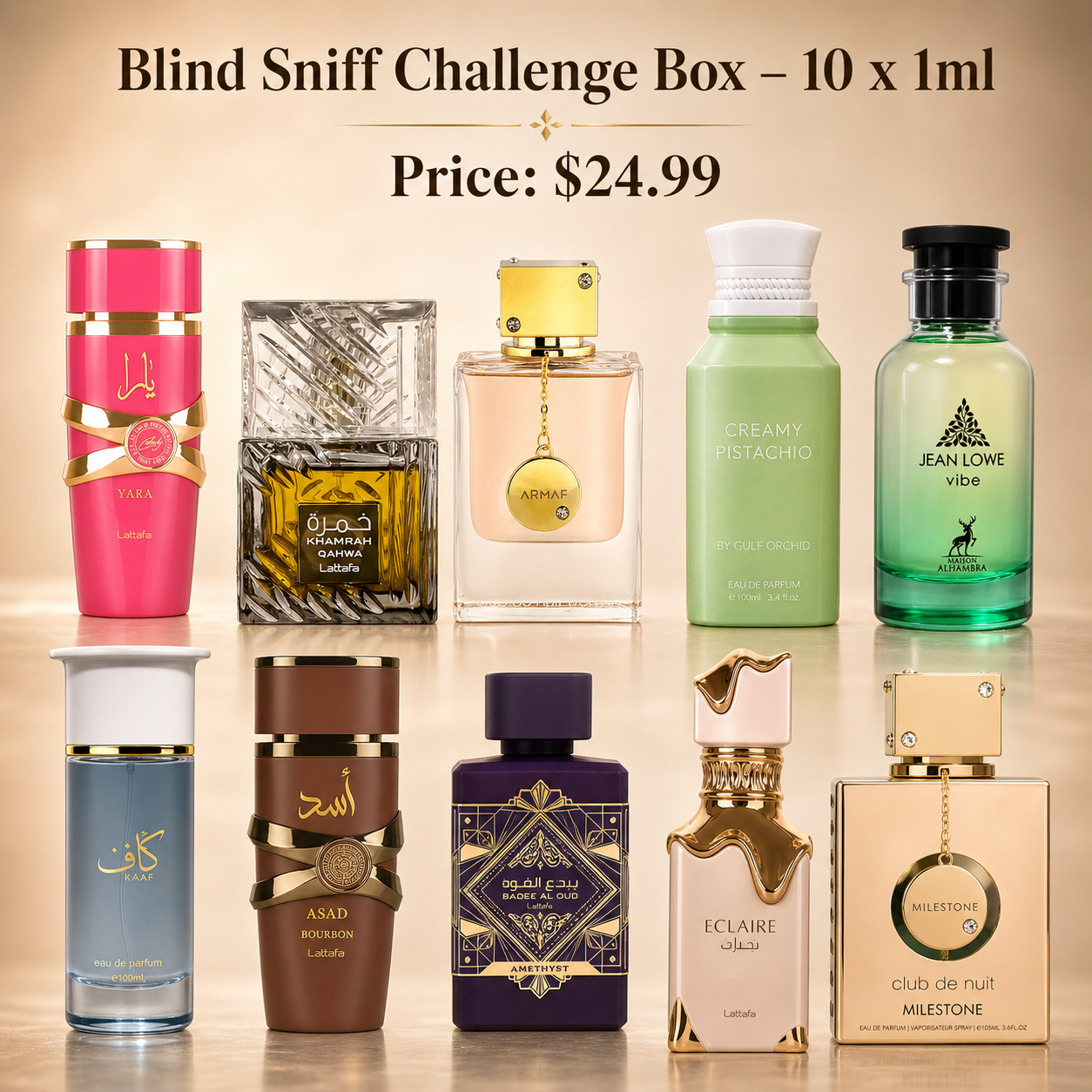 Blind Sniff Challenge Box – 10 x 1ml Perfume Decant
