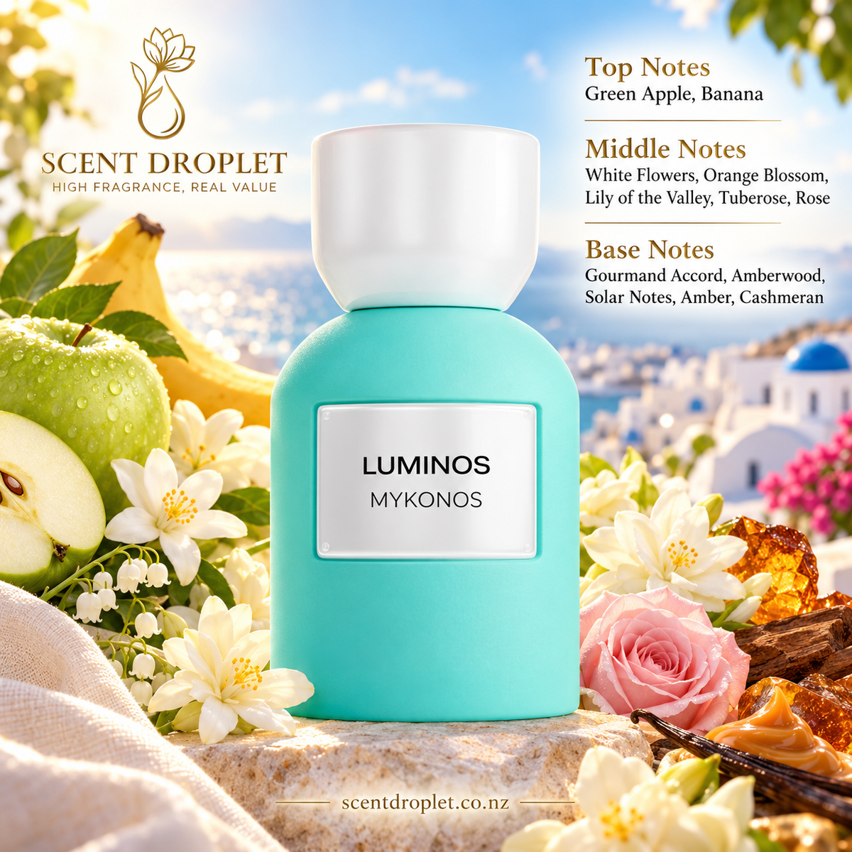 Luminos by Mykonos Extrait - fragrance notes infographic