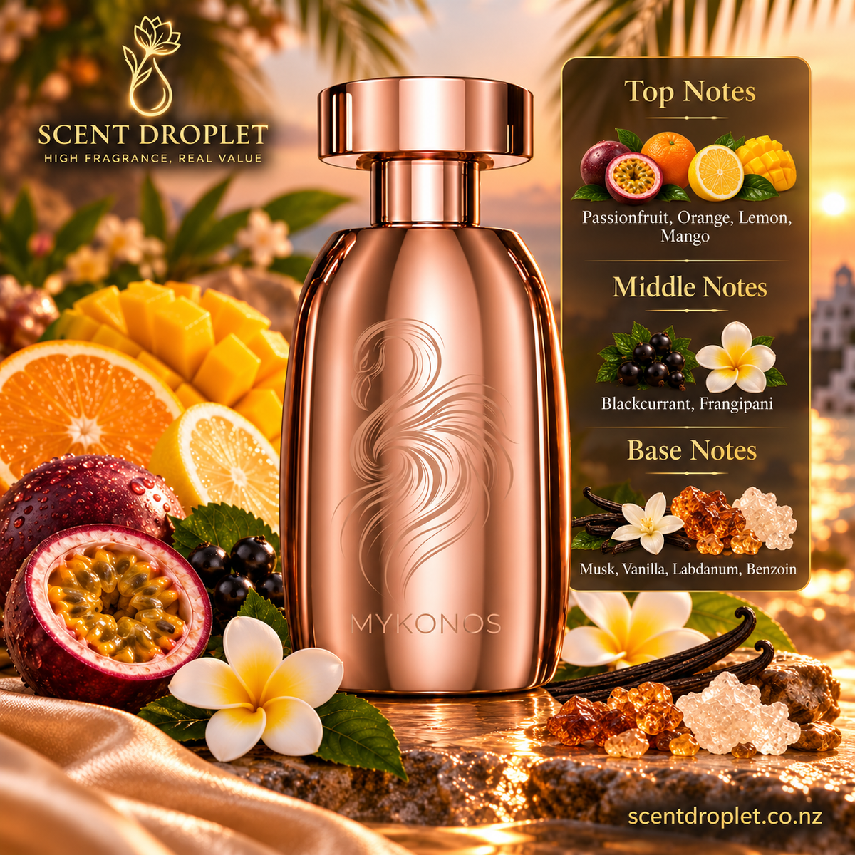 Marbella by Mykonos Extrait - fragrance notes infographic