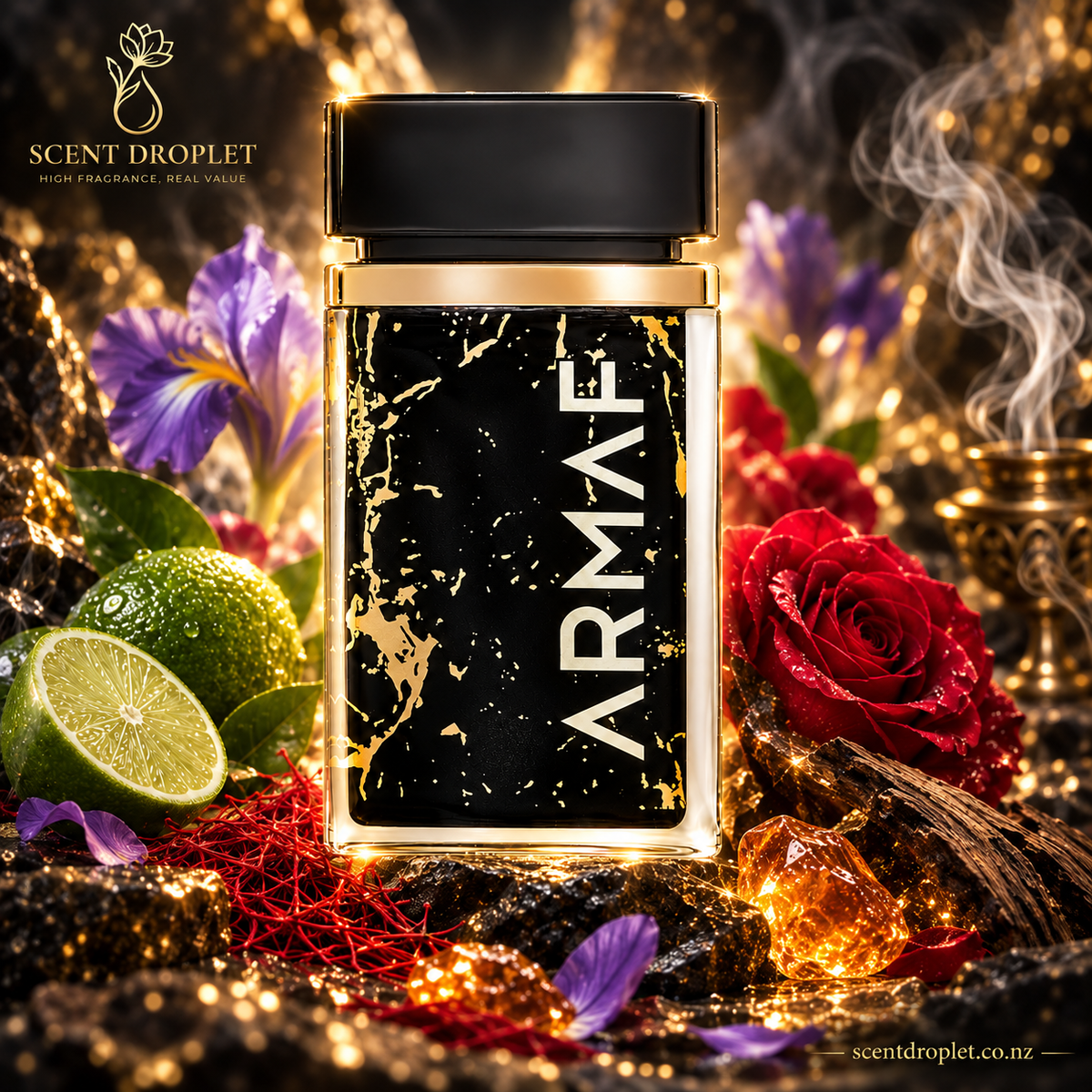 Armaf Ombre D'Or EDP fragrance notes infographic