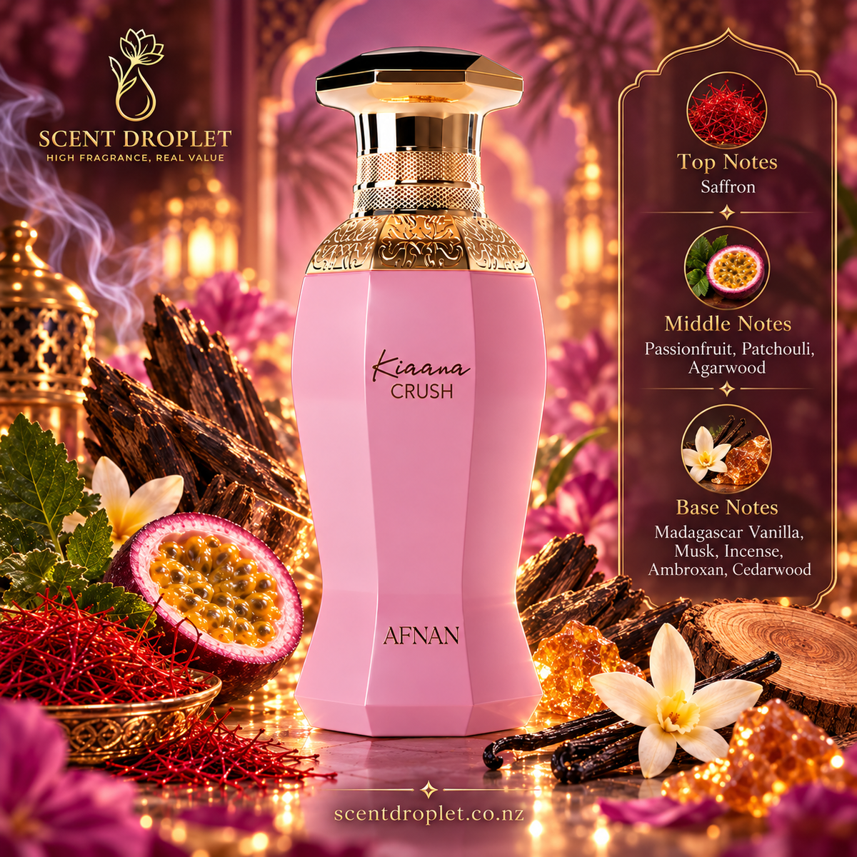 Afnan Kiaana Crush EDP bottle lifestyle shot
