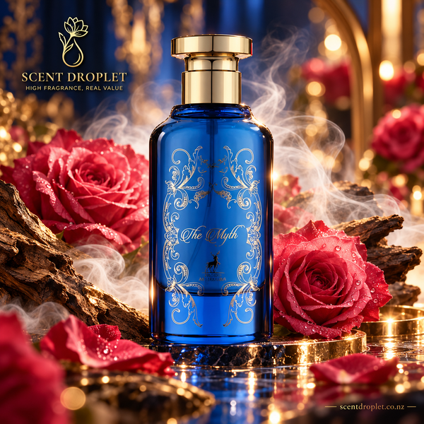 Maison Alhambra The Myth EDP bottle with roses