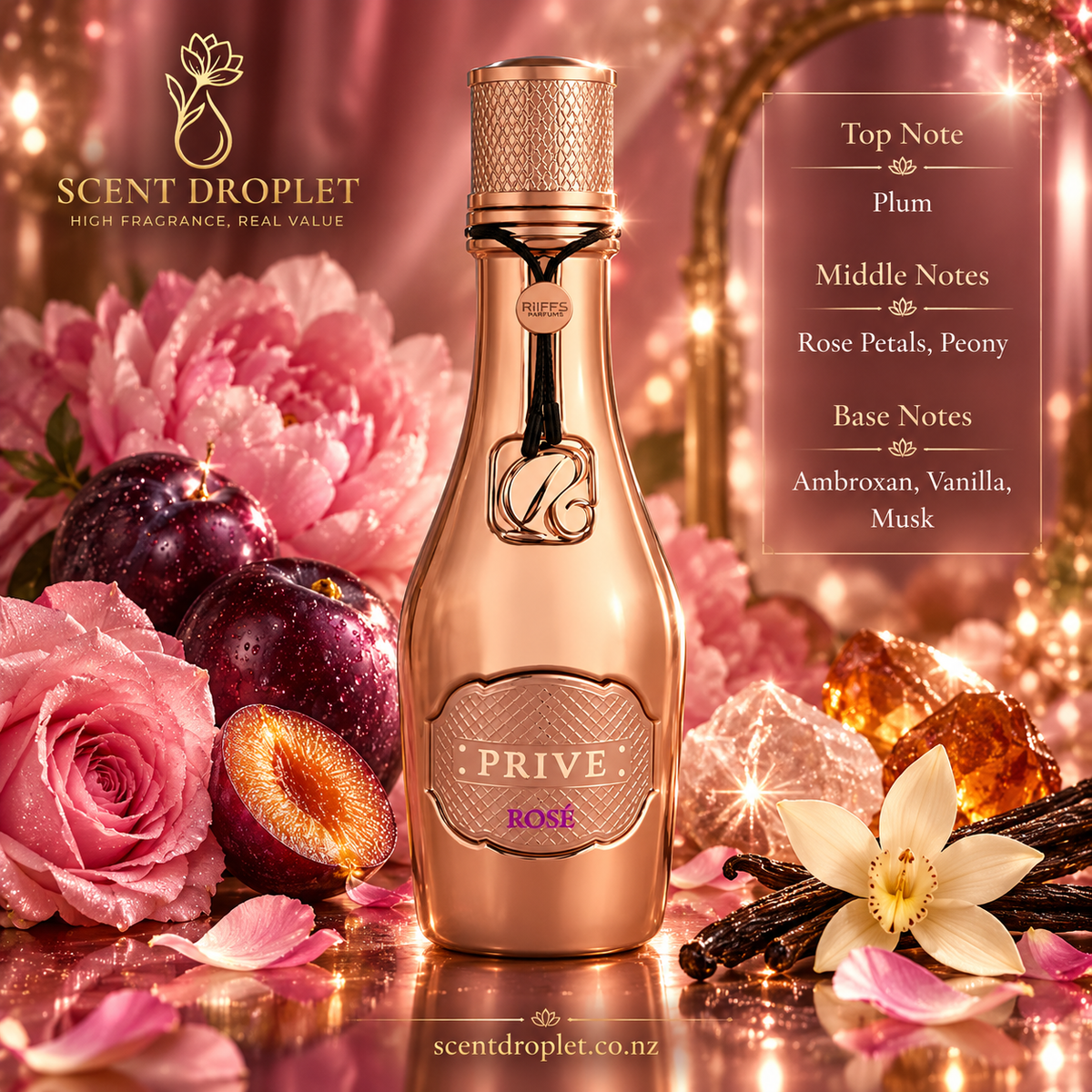 Riiffs Prive Rose EDP with notes card
