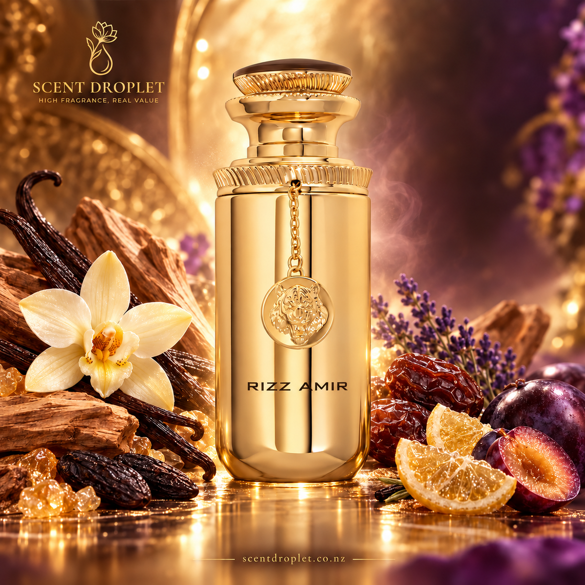 Rizz Amir by Shaikh Saeed Extrait 100ml gold bottle
