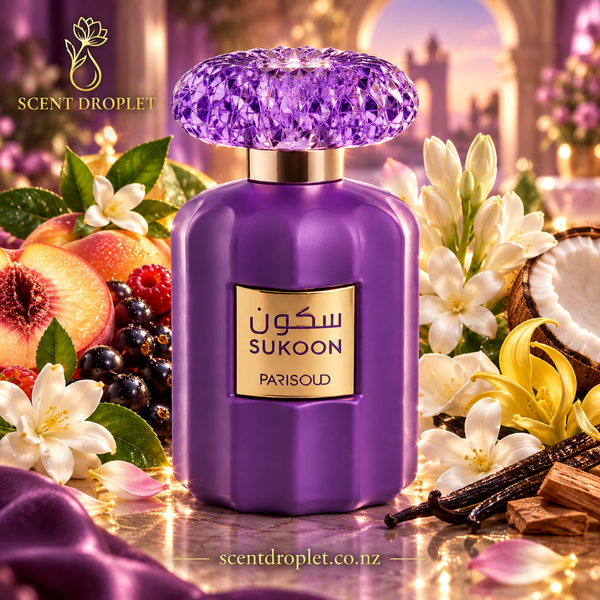 Sukoon by Shaikh Saeed EDP fragrance notes card – Top, Middle, Base