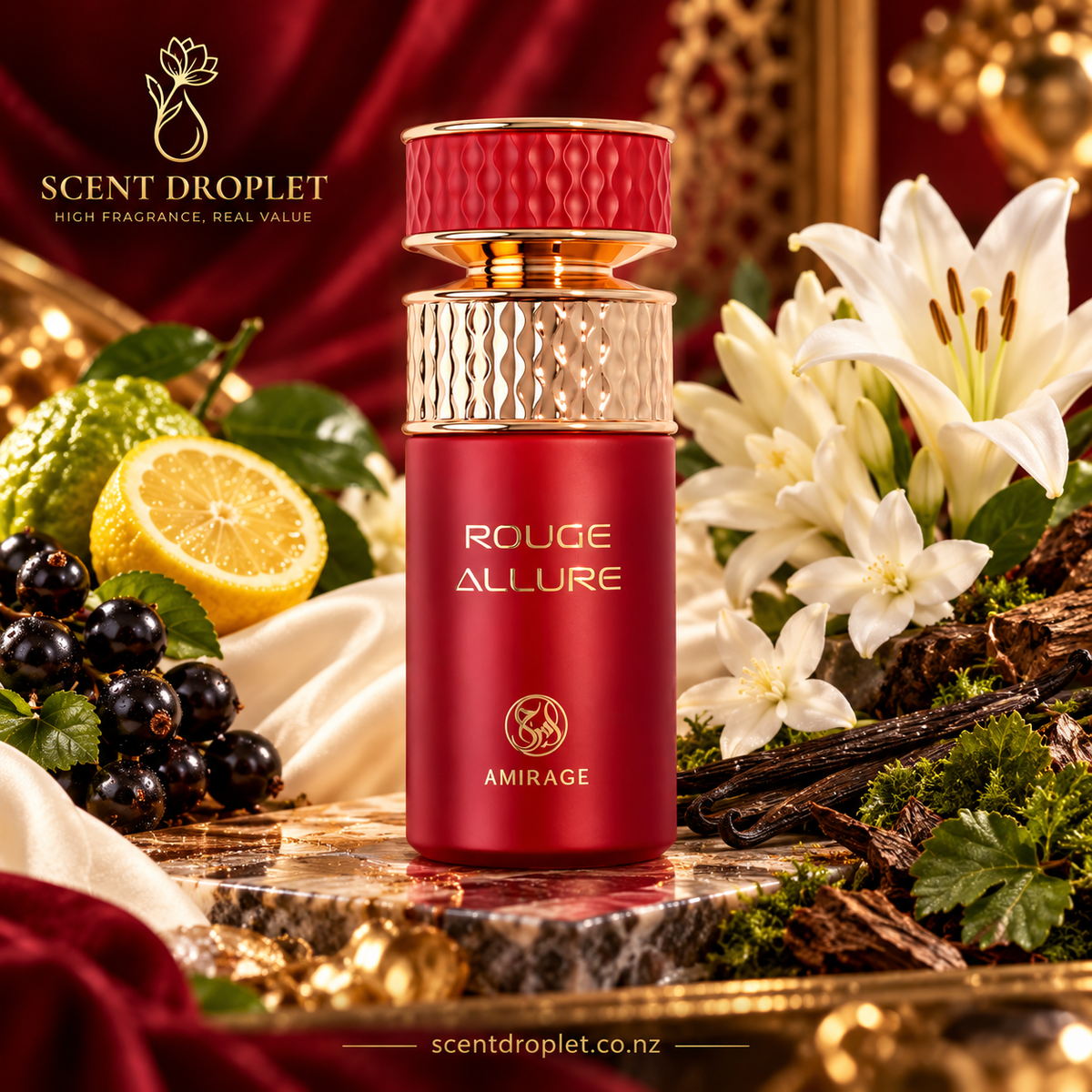 Rouge Allure by Shaikh Saeed EDP fragrance notes card – Top, Middle, Base