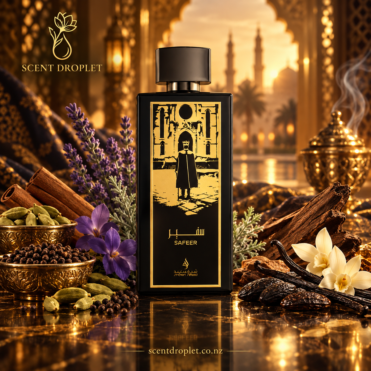 Safeer for Men by Shaikh Saeed Extrait fragrance notes card – Top, Middle, Base