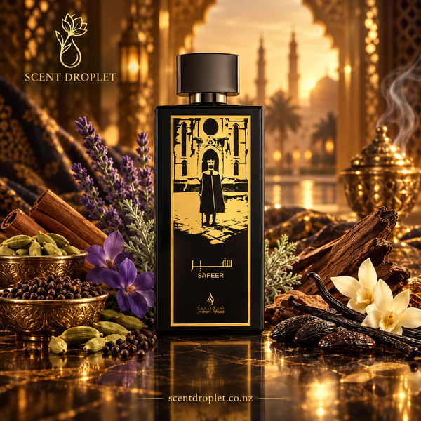 Safeer for Men by Shaikh Saeed Extrait fragrance notes card – Top, Middle, Base