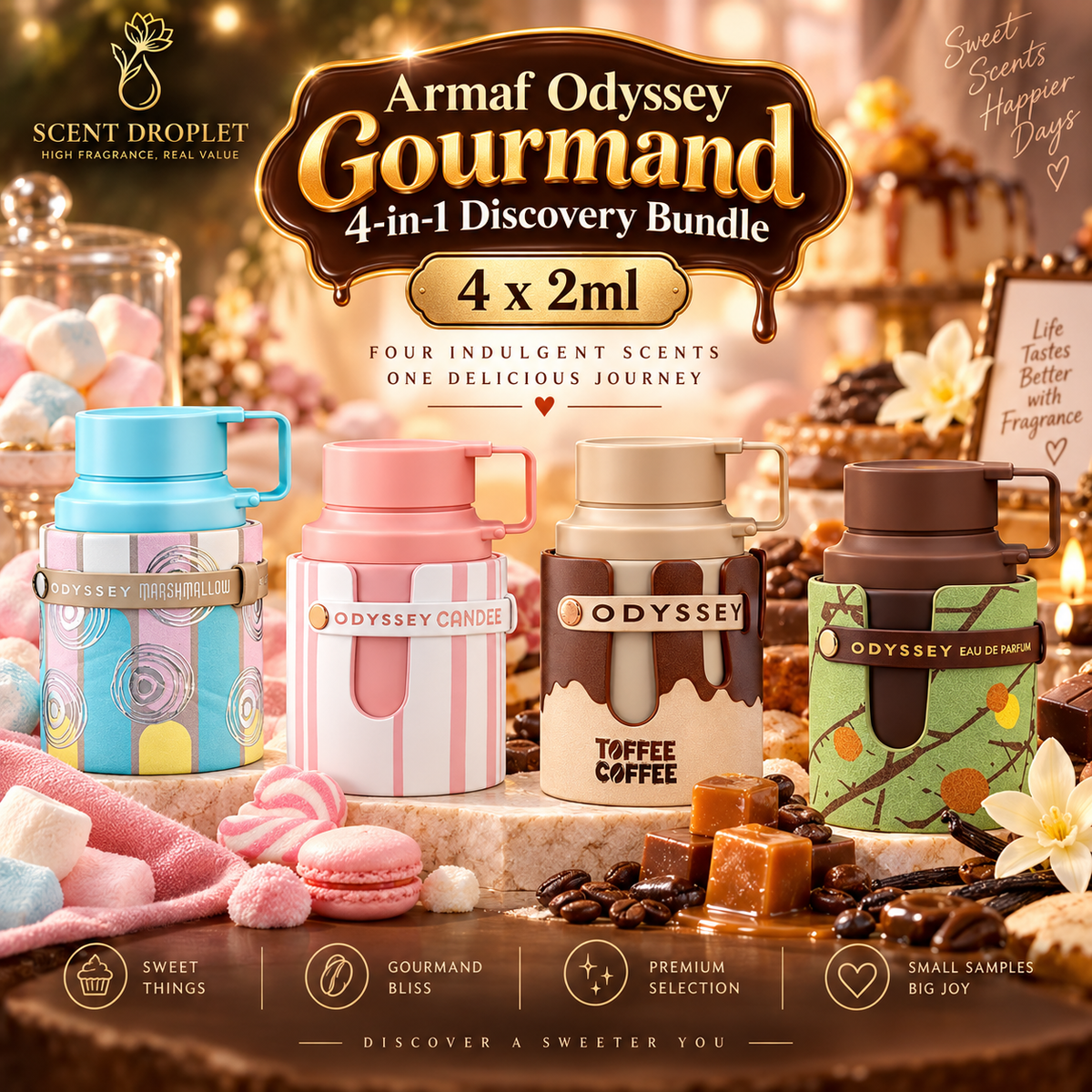 Armaf Odyssey Gourmand 4-in-1 Discovery Bundle – 4 x 2ml Decants