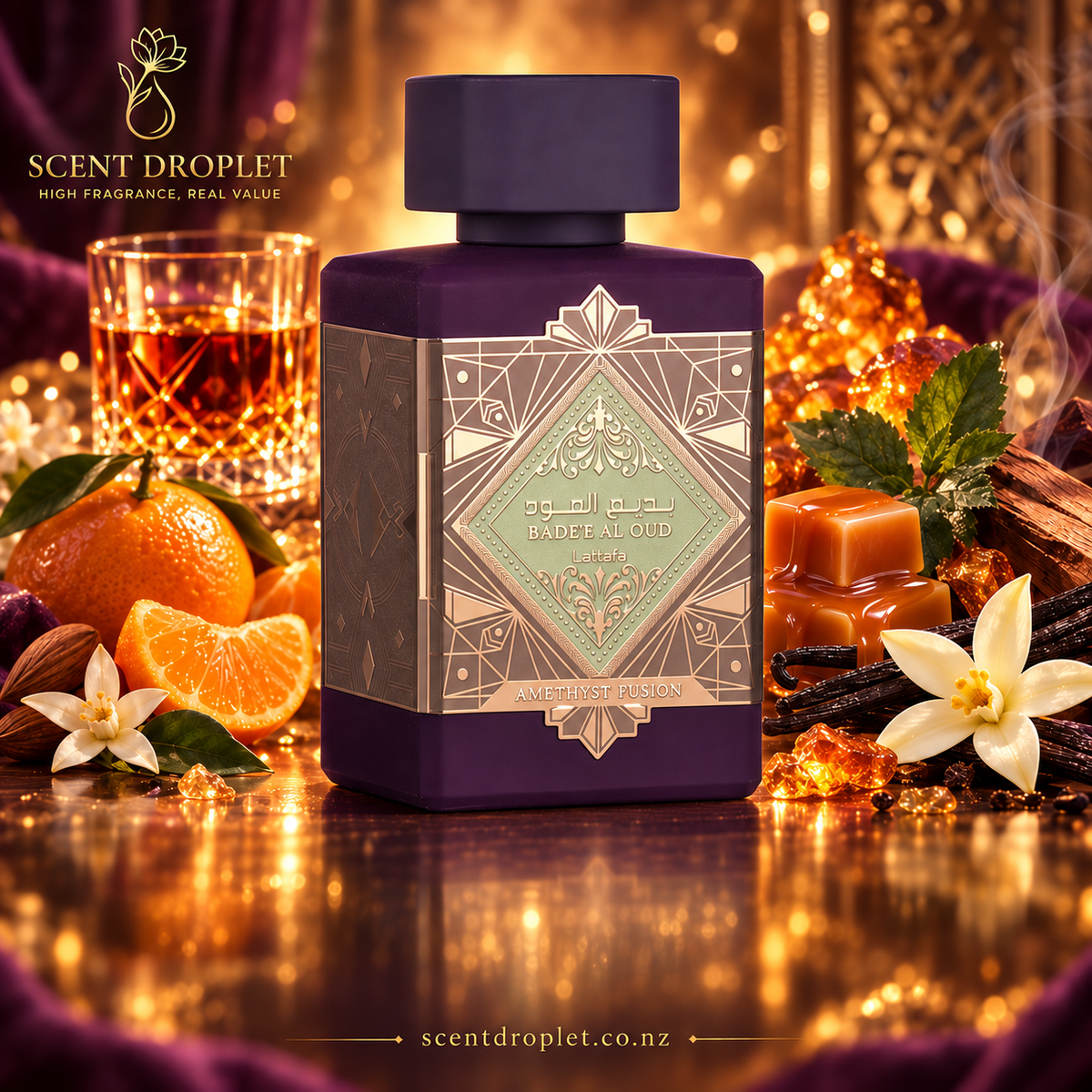 Badee Al Oud Amethyst Fusion by Lattafa EDP bottle