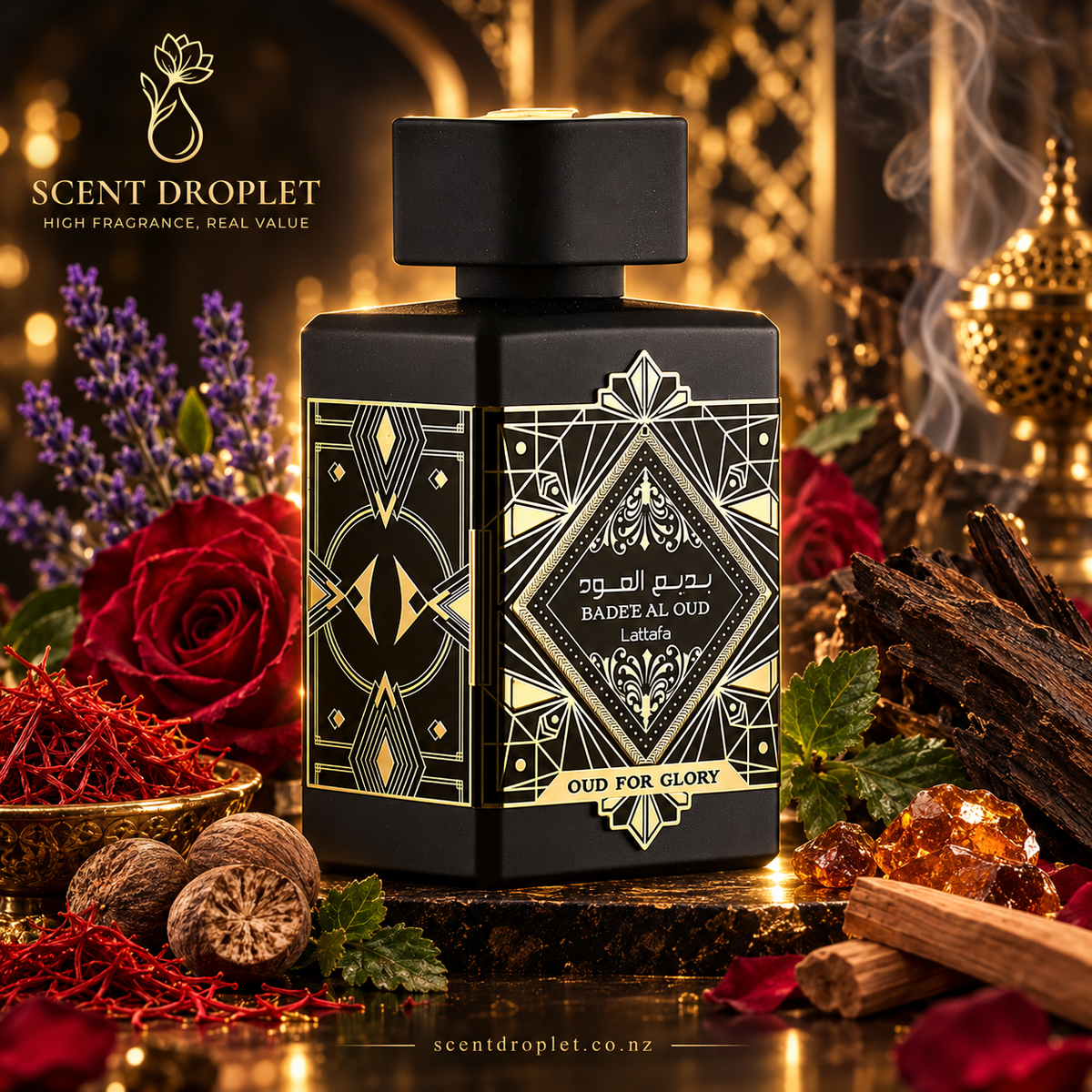 Badee Al Oud Oud for Glory by Lattafa EDP bottle