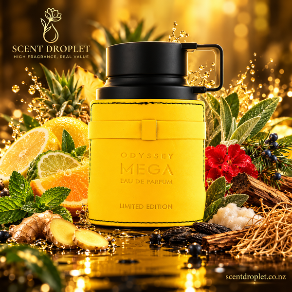 Odyssey Mega Limited Edition bottle with citrus and pineapple